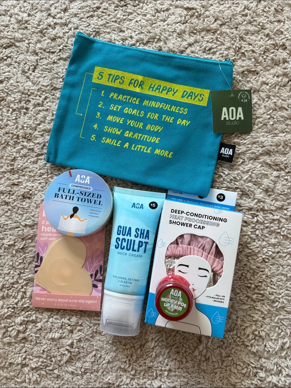 Aa Studio Teal Cosmetic Pouch with Inspirational Print